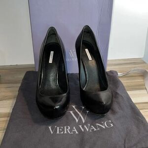 Ladies Vera Wang Raquel Hidden Platform Pumps Black Size 6 Leather Heels Shoes